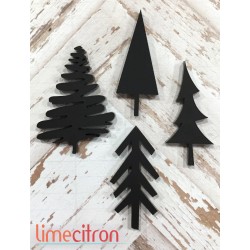 Four small fir trees-black